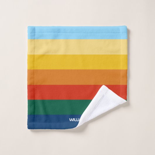 Retro Sunset Stripes with Simple Space Bold Name Washandje (Wasdoekje)