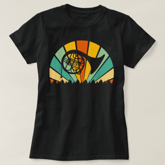 Retro  Sunset Style - Franse Horn Player Mu T-shirt (Design voorkant)