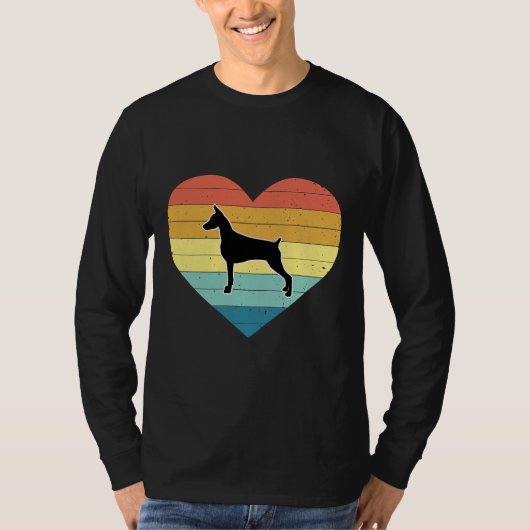 Retro Sunset Style Heart Shape Doberman doet dat T-shirt (Voorkant)