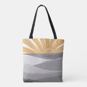Retro Sunset Sunrise Sun met opkomst Custom Tote Bag (Achterkant)
