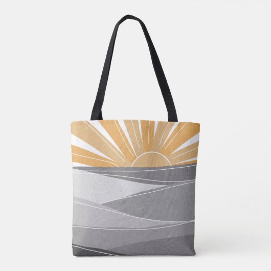 Retro Sunset Sunrise Sun met opkomst Custom Tote Bag (Achterkant)