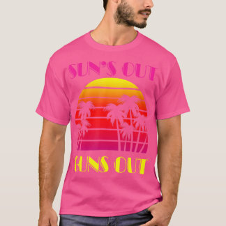 Retro Sunset Sunset Pistolen Out Palm Beach 1980S  T-shirt