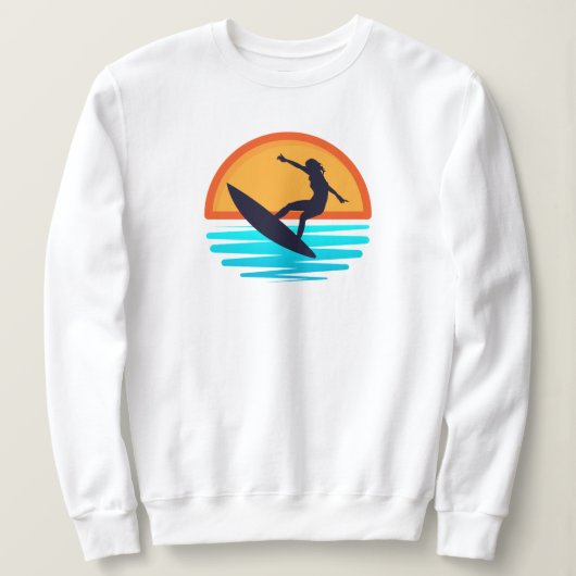 Retro Sunset Surfen _  Strandvibes Trui (Design voorkant)