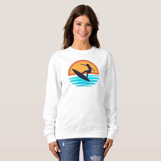 Retro Sunset Surfen _  Strandvibes Trui (Voorkant volledig)