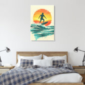 Retro Sunset Surfer – Vintage Surf Art Canvas Afdruk (Insitu (Slaapkamer))