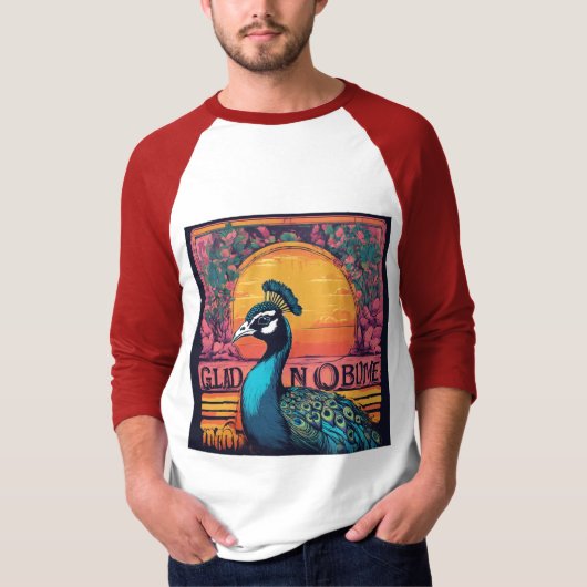 Retro Sunset T-shirt – Cool Peacock Baby (Voorkant)