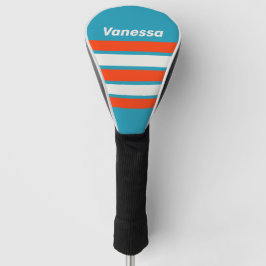 Retro Sunset Tide Rush Across Striping met Naam Golfheadcover