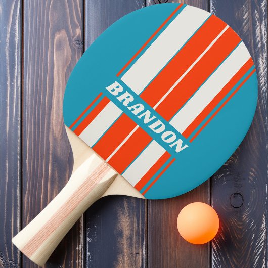 Retro Sunset Tide Rush Board Stripes met naam Tafeltennisbatje