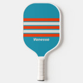 Retro Sunset Tide Rush Over Striping Met Naam Pickleball Paddle (Achterkant)