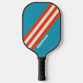 Retro Sunset Tide Rush Stripes met naam Pickleball Paddle (Voorkant)