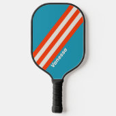 Retro Sunset Tide Rush Stripes met naam Pickleball Paddle (Achterkant)
