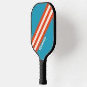 Retro Sunset Tide Rush Stripes met naam Pickleball Paddle (Links)
