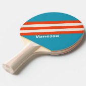 Retro Sunset Tide Rush Stripes met naam Tafeltennisbatje (Voorkant Gekanteld)