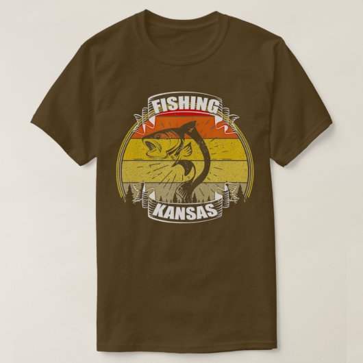 Retro  Sunset Trees Vist Kansas Fisherma T-shirt (Design voorkant)