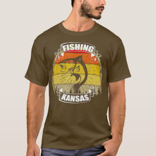 Retro Sunset Trees Vist Kansas Fisherma T-shirt