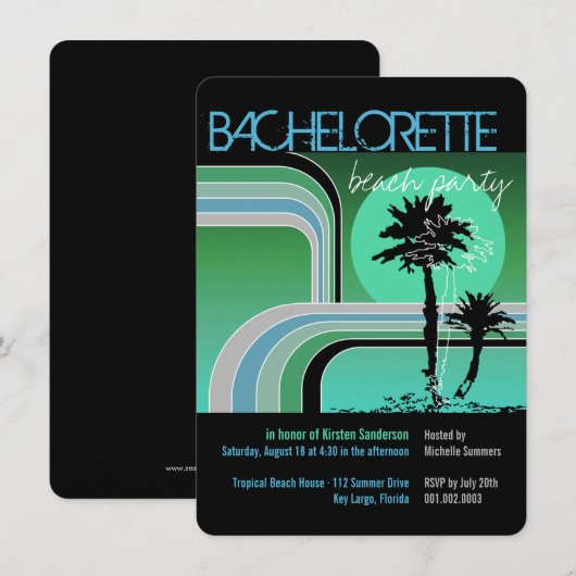 Retro Sunset Tropical Palm Tree Bachelorette Kaart (Voorkant / Achterkant)