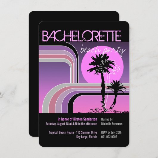 Retro Sunset Tropical Palm Tree Bachelorette Kaart (Voorkant / Achterkant)