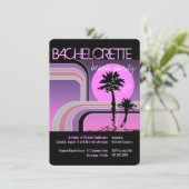 Retro Sunset Tropical Palm Tree Bachelorette Kaart (Staand voorkant)