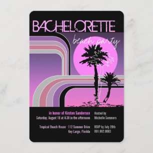 Retro Sunset Tropical Palm Tree Bachelorette Kaart