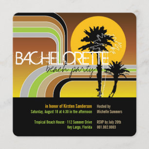 Retro Sunset Tropical Palm Tree Bachelorette Kaart