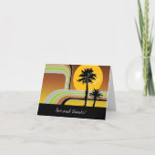 Retro Sunset Tropical Palm Trees Weddenschap Bedankkaart (Voorkant)