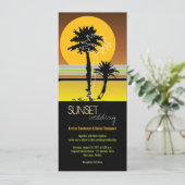 Retro Sunset Tropical Wedding Invite & Reception Kaart (Staand voorkant)