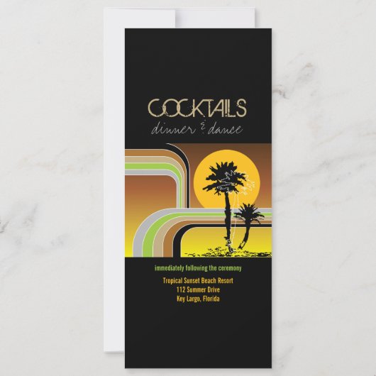 Retro Sunset Tropical Wedding Invite & Reception Kaart (Achterkant)