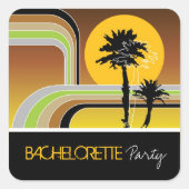 Retro Sunset Tropische Vakantie Bachelorette Party Vierkante Sticker (Voorkant)