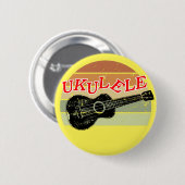 Retro Sunset Ukelele Distressed Drawing Yellow Ronde Button 5,7 Cm (Voorkant /achterkant)