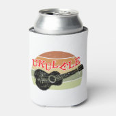 Retro Sunset Ukulele Distress Tekening Blikjeskoeler (Blikje Voorkant)