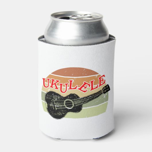 Retro Sunset Ukulele Distress Tekening Blikjeskoeler (Blikje Voorkant)