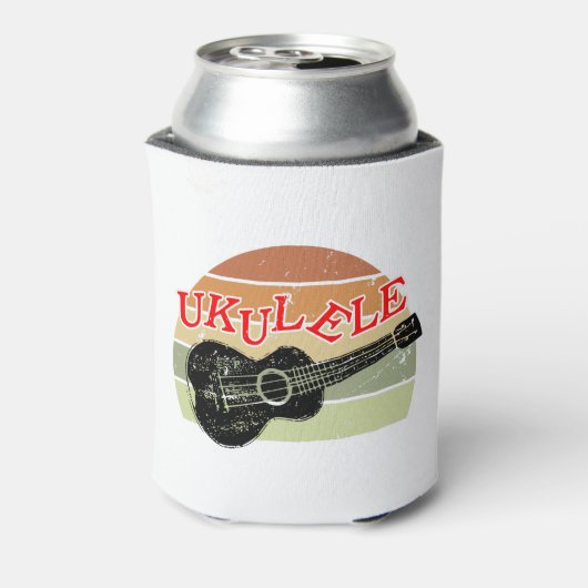 Retro Sunset Ukulele Distress Tekening Blikjeskoeler (Blikje Achterkant)