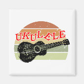 Retro Sunset Ukulele Distress Tekening Magneet (Voorkant)