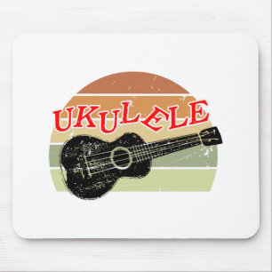 Retro Sunset Ukulele Distress Tekening Muismat
