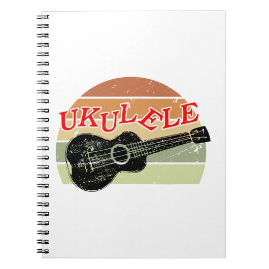 Retro Sunset Ukulele Distress Tekening Notitieboek (Voorkant)