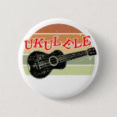 Retro Sunset Ukulele Distress Tekening Ronde Button 5,7 Cm (Voorkant)