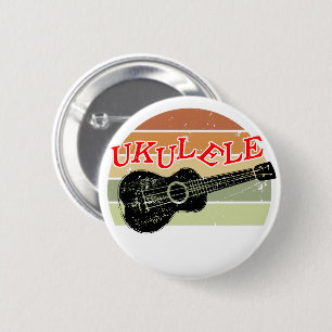 Retro Sunset Ukulele Distress Tekening Ronde Button 5,7 Cm