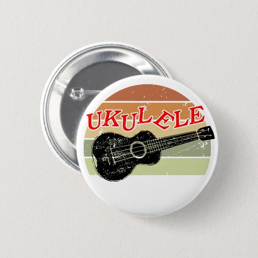 Retro Sunset Ukulele Distress Tekening Ronde Button 5,7 Cm (Voorkant /achterkant)