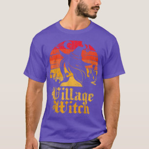Retro Sunset Village Witch T-shirt