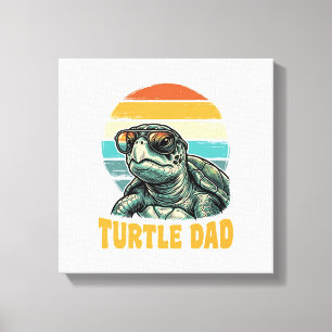 Retro Sunset Vintage Gravure Vector D Schildpad Va Canvas Afdruk