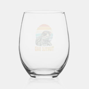 Retro Sunset Vintage Gravure Vector D Schildpad Va Wijnglas Zonder Voet