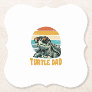 Retro Sunset Vintage Gravure Vector Design Turtle  Kartonnen Onderzetters