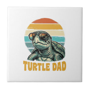 Retro Sunset Vintage Gravure Vector Design Turtle Tegeltje