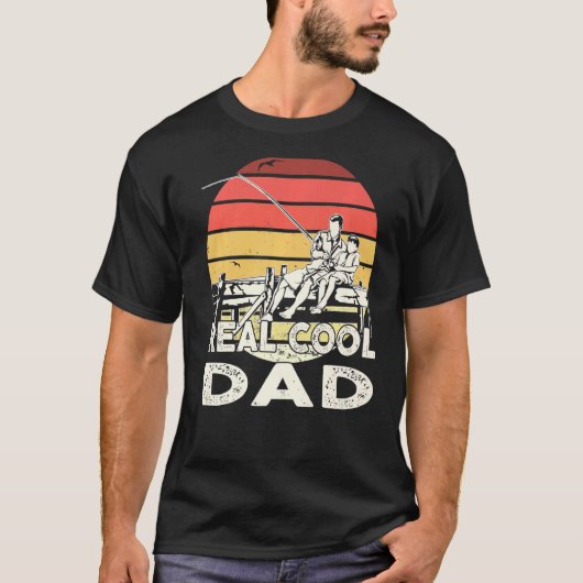 Retro Sunset Vist Real Cool Dad T-shirt (Voorkant)