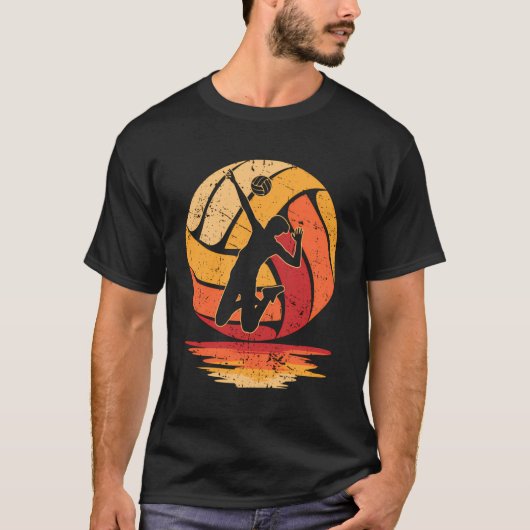 Retro Sunset Volleybal Coach Serve Setter Volleyb T-shirt (Voorkant)