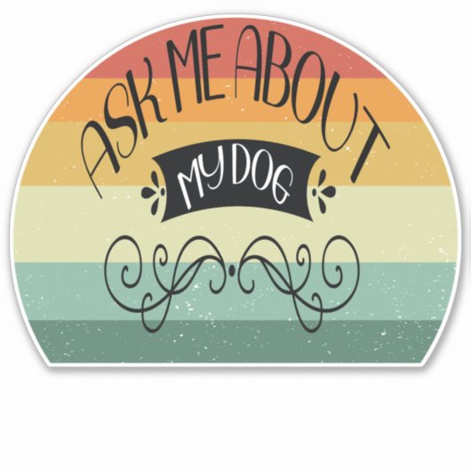 Retro Sunset vraag me naar mijn hond Sticker (Voorkant)