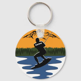 Retro Sunset Wakeboard Water Skiing Name Sleutelhanger