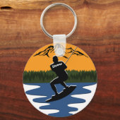 Retro Sunset Wakeboard Water Skiing Name Sleutelhanger (Voorkant)