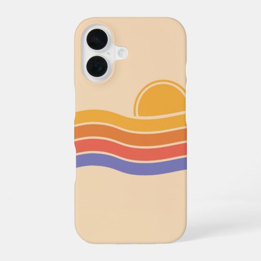 Retro Sunset Waves iPhone 16 Hoesje (Achterkant)