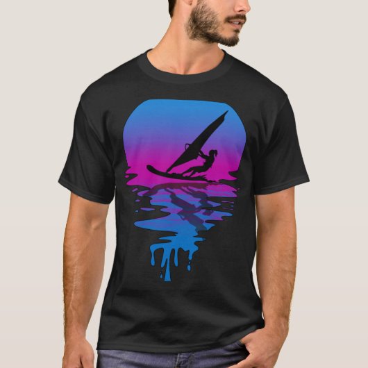 Retro Sunset Windsurfen T-shirt (Voorkant)